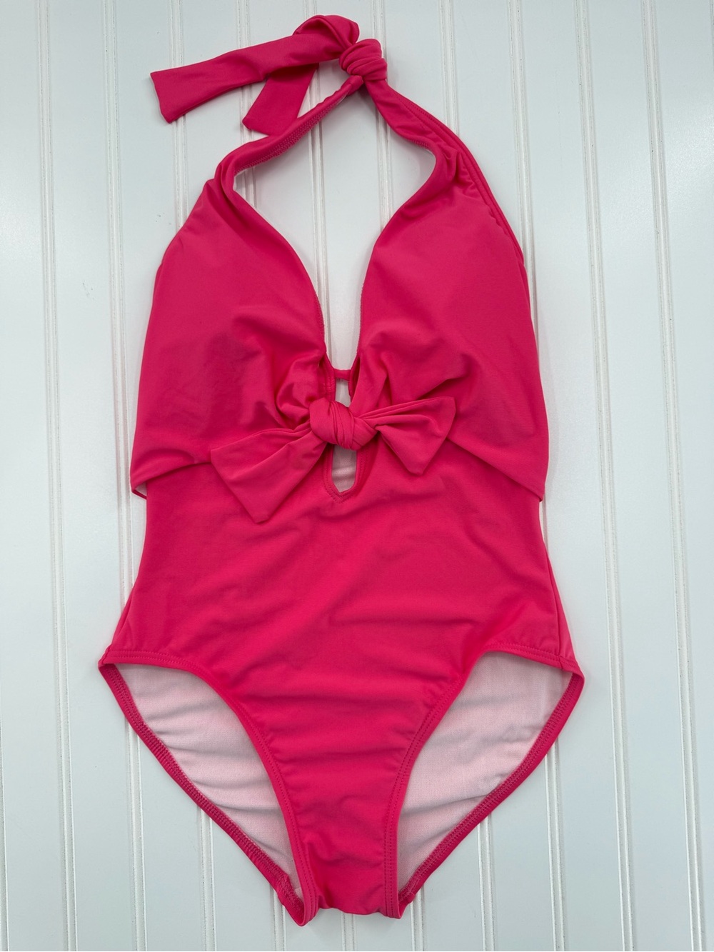 NWT Vince Camuto Tie Front Halter Pink Coral One Piece Swimsuit Pads Lined 6